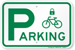Parking Sign with Cycle and Lock Symbol