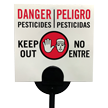 Danger Pesticides Keep Out Bilingual Lawn Sign