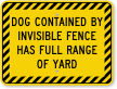 Dog Contained By Invisible Fence Sign