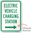 Electric Vehicle Charging Station Sign with Arrow