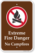 Extreme Fire Danger No Campfires Sign With Symbol