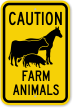 Farm Animals Horse, Cow, Pig Symbol Caution Sign