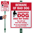 Funny Beware Of Bad Dog LawnBoss Sign