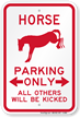 Horse Parking Only Funny Parking Sign