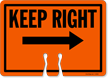 Keep Right Cone Top Warning Sign