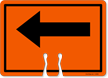 Left Arrow Pictorial Cone Top Warning Sign