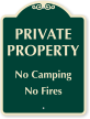 No Camping No Fires Private Property Sign