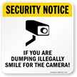 Dumping Illegally Smile Camera Sign