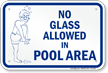 No Glass Allowed in Pool Area Sign