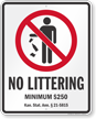 No Littering Kansas Law Sign