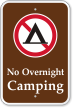 No Overnight Camping Campground Sign