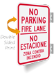 No Parking, Fire Lane, Bilingual Double Sided Sign