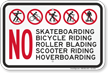 No Skateboarding Bicycle Riding Roller Blading Sign