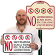 No Skateboarding Bicycle Riding Roller Blading Sign