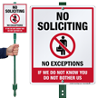 No Soliciting No Exceptions LawnBoss Sign