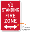 No Standing Fire Zone Sign with Arrow