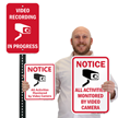 Notice All Activities Monitored By Video Camera Sign