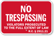 Ohio Violators Prosecuted No Trespassing Sign