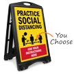 Practice Social Distancing Add Custom Instructions Sidewalk Sign