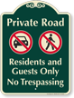 Private Road, Residents Guests Only Signature Sign