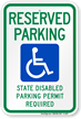 Reserved Parking Disabled Permit Required Sign