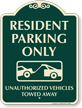 Resident Parking Only Signature Sign