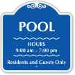 Residents and Guests Only Pool Hours Sign