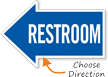 Restroom Die Cut Reflective Directional Sign