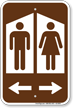 Restroom Sign With Man Woman Graphic And Arrow