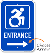 ADA Handicapped Entrance Sign with Updated ISA Symbol