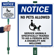 No Pets Disability Trained Service Animals Welcome Sign