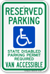 Washington Reserved Parking, Van Accessible Sign
