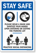 Stay Safe Wear Mask and Sanitize Hands Parking Lot Panel