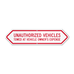 Unauthorized Vehicles Towed Sign