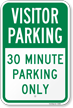 Visitor Parking 30 Minute Parking Only Sign