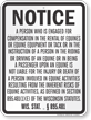 Wisconsin Equine Liability Sign