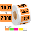 1001-2000 Color Coded Sequentially Pre-Numbered Labels Roll 