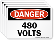 480 Volts OSHA Danger Label
