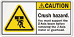 Crush Hazard, Support Z Axis Beam Before Removing Label