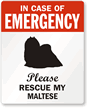 Emergency Pet Rescue Label   Maltese Dog