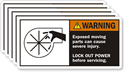 Warning Exposed Moving Parts Lockout Power Label