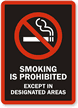 Smoking Is Prohibited Except Designated Areas Label