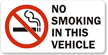 No Smoking Vehicle Label