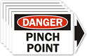 Danger Pinch Point Label with Arrow