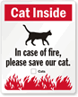 In Case Of Fire Save Cat Window Decal