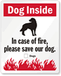 In Case Of Fire Save Dog Window Decal