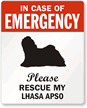 Emergency Pet Rescue Label   Lhasa Apso