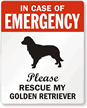 In Case Emergency, Rescue My Golden Retriever Label