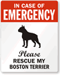 In Case Emergency, Rescue My Boston Terrier Label