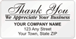 Thank You, We Appreciate Your Business Label